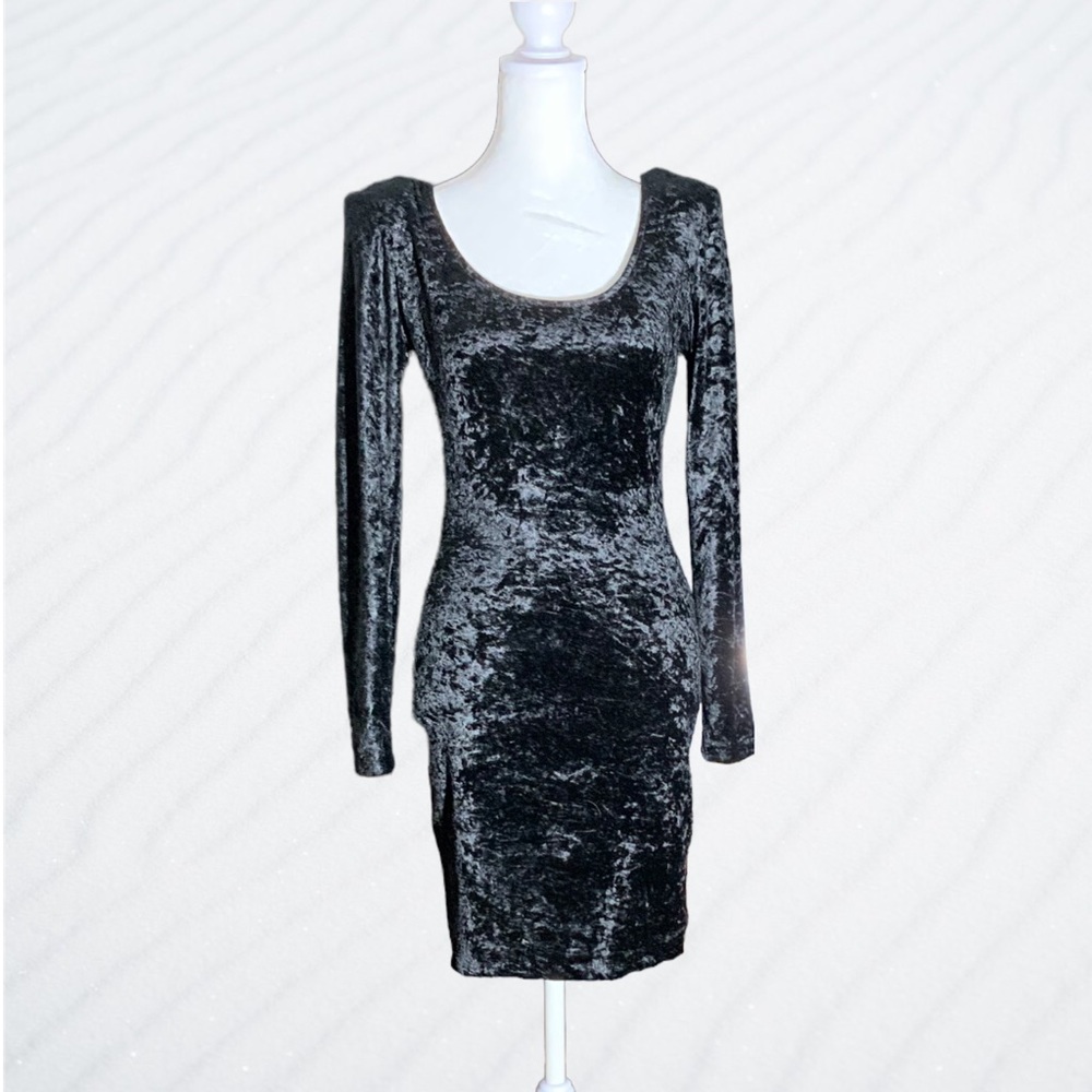 Black Crushed Velour Dress Size Small